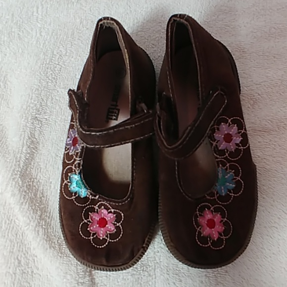 3/$15 Smartfit Toddler Girl Brown Flower Flats - Picture 2 of 8